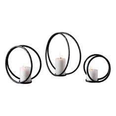 Pina Curved Metal Candleholders S/3