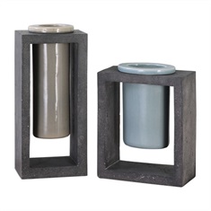 Pio Industrial Ceramic Vases S/2