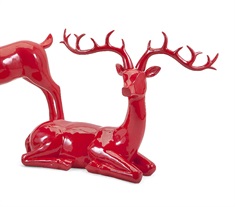Playful Reindeer- Red (antlers KD)-Sitting