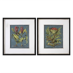 Rhubarb And Artichoke Floral Prints S/2