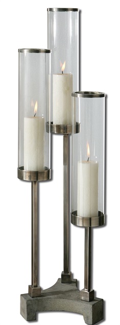 Risto Brushed Aluminum Candleholder