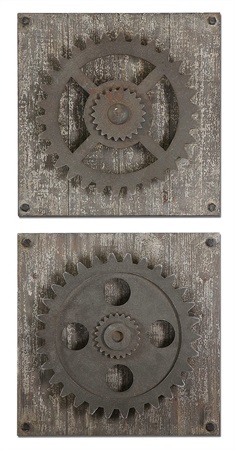 Uttermost Rustic Gears Wall Art, S/2