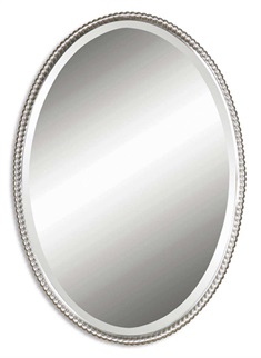 Sherise Brushed Nickel Oval Mirror