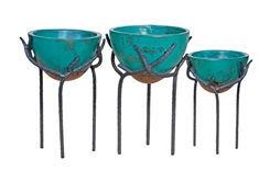 South Fork Pottery W/ Iron Base Set of 3