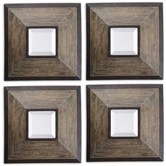 Squares Wood Mirror Set/4