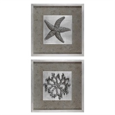 Starfish & Coral Shadow Box Art, S/2