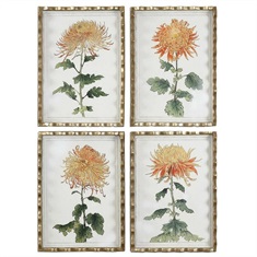 Tangerine Spider Mums Art S/4