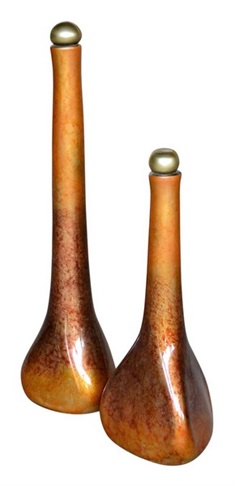 Triangle Bottom Bottles Set of 2 w/Lids