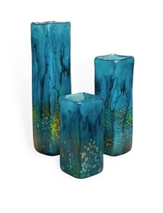 Turquoise Square Vases Set of 3
