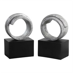Twist Modern Silver Bookends S/2