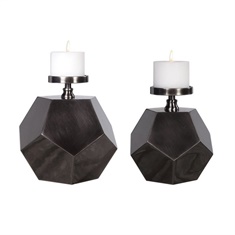 Uttermost Dash Steel Polygon Candleholders Set/2