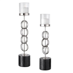 Uttermost Esme Nickel Rings Candleholders, Set/2