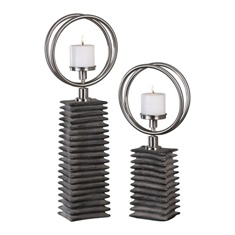 Uttermost Eugenio Black Ceramic Candleholders, Set Of 2