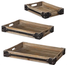 Uttermost Fadia Natural Wood Trays, Set/3