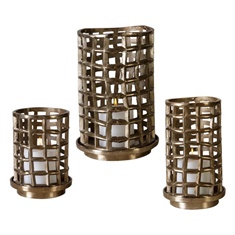 Uttermost Kavya Nickel Cage Candleholders Set/3