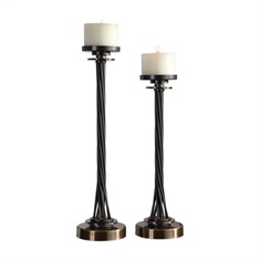 Uttermost Kendra Twisted Black Candleholders, S/2