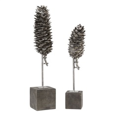 Uttermost Longleaf Pine Cone Sculptures S/2
