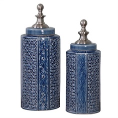 Uttermost Pero Sapphire Blue Urns S/2