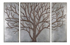 Winter View Rustic Tree Mirror Set/3