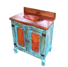Wooden Vanity and Copper Sink