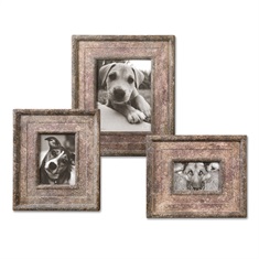 Zana Red Distressed Photo Frames, S/3