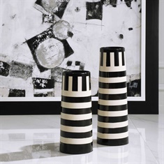 Amhara Black &amp; White Vases, S/2