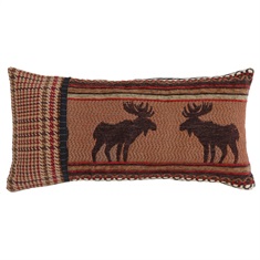 Bayfield Small Oblong Houndstooth & Moose Pillow