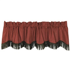 Cheyenne Red Faux Tooled Leather Valance