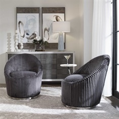 Crue Gray Fabric Swivel Chair
