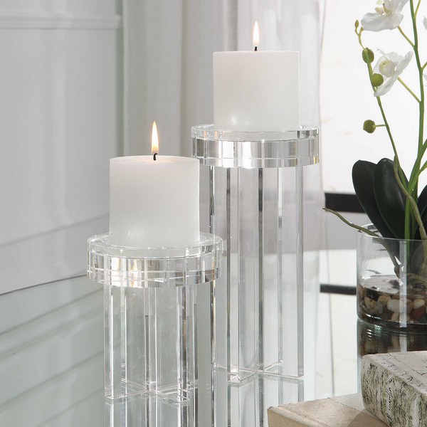 Crystal Pillar Candleholders, Set/2