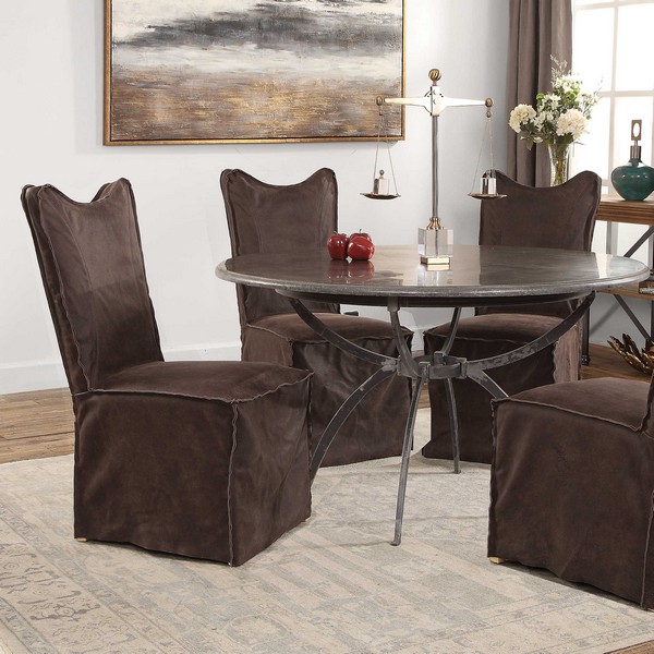 Delroy Armless Chairs, Chocolate, Set Of 2