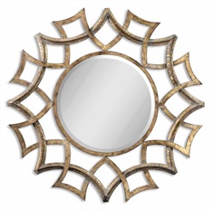 Demarco Round Antique Gold Mirror