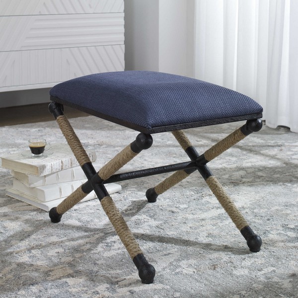 Firth Small Navy Fabric Bench