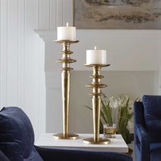 Highclere Gold Candleholders, S/2