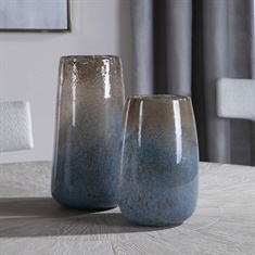 Ione Seeded Glass Vases, S/2