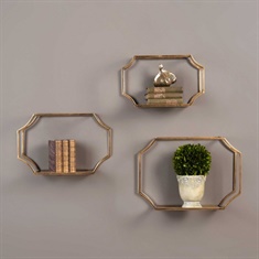Lindee Gold Wall Shelves S/3