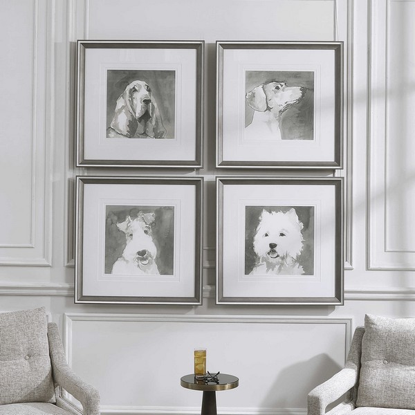 Modern Dogs Framed Prints, S/4