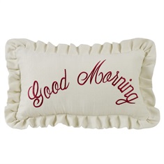 Prescott Red Good Morning Embroidery Pillow