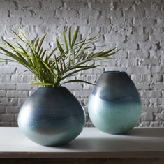 Rian Aqua Bronze Vases, S/2