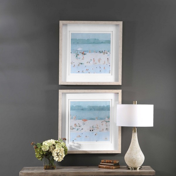 Sea Glass Sandbar Framed Prints, Set/2