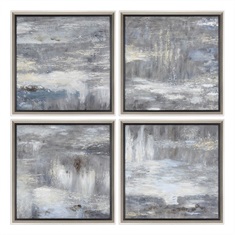 Shades Of Gray Hand Painted Art S/4
