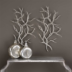 Silver Branches Wall Art S/2