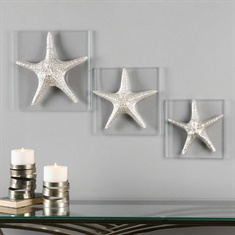 Silver Starfish Wall Art, S/3