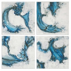Swirls In Blue Abstract Art, S/4