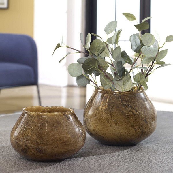 Tortoise Glass Vases, Set/2