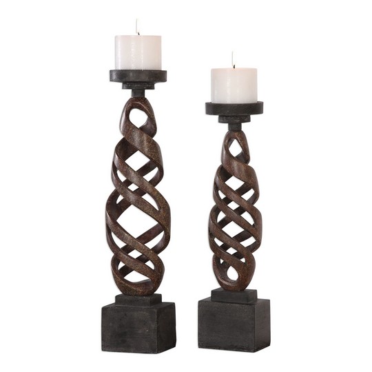 Uttermost Abrose Rust Candleholders S/2