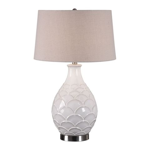 Camellia Glossed White Table Lamp