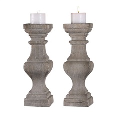 Uttermost Corin Stone Ivory Candleholders S/2
