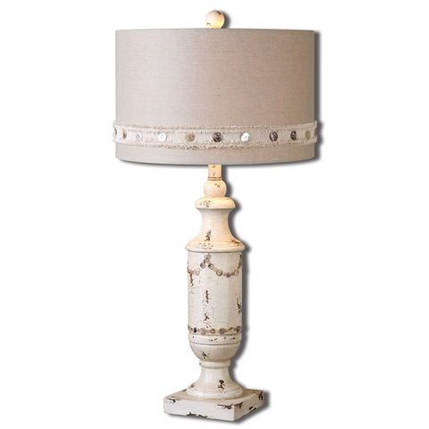 Uttermost Lacedonia Distressed Ivory Lamp