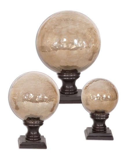 Uttermost Lamya Glass Globe Finials, Set/3